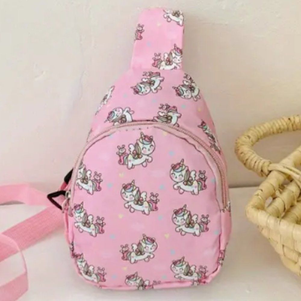 Adorable Childs Unicorn Sling Bag Pink and oh so cute!